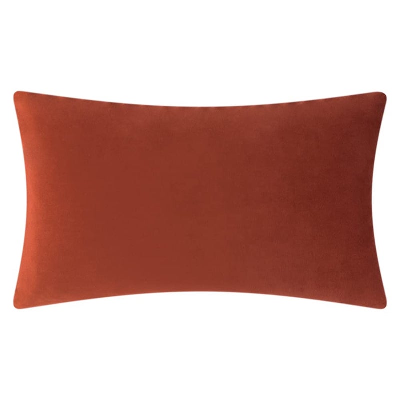 JWH 3D Flower Throw Pillow Cover Decorative Sunflower Accent Pillow Case Velvet Cushion Lumbar Floral Pillowcase for Bed Sofa Couch Living Room 12x20 Inches Rust Red - Image 2